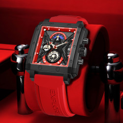 LIGE LG8965 luxury red male quartz watch cool rubber strap watch