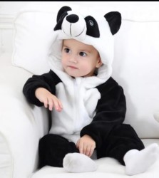 Baby Boy/Girl Cute Panda Design Fluff Long Sleeve Hooded Romper