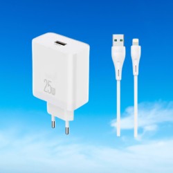 Yison Celebrat C-H8-EU 25W Fast Charging Adapter with Lightning Cable - White